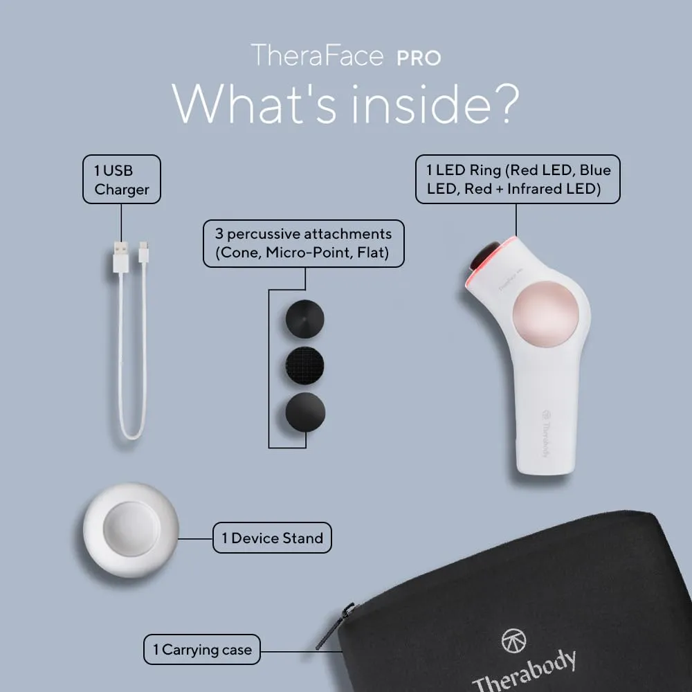 TheraFace LED - Handheld Percussive Facial Massage and Light Therapy Device - Compact Electric Face and Skin Care Therapy Tool for Ultimate Personal Beauty, Black