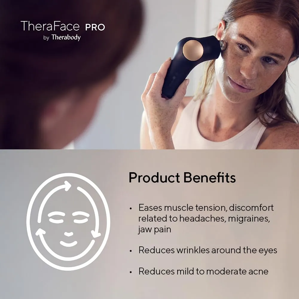 TheraFace LED - Handheld Percussive Facial Massage and Light Therapy Device - Compact Electric Face and Skin Care Therapy Tool for Ultimate Personal Beauty, Black