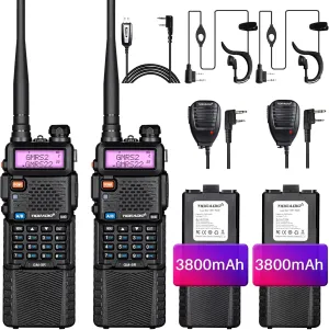 TIDRADIO GM-5R GMRS Radio, Two Way Radio GMRS Repeater Capable, with 3800mAh Battery, Dual Band Scanning Receiver and NOAA Weather & Alarm GMRS Handheld Radio for Survival Gear Hiking Hunting (2 Pack)