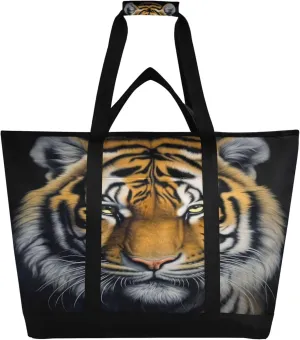 Tiger Reusable Insulated Cooler Bag with Ice Pack Compartment - Large 47L Waterproof Thermal Grocery Tote for Picnic Beach Camping Lunch Storage