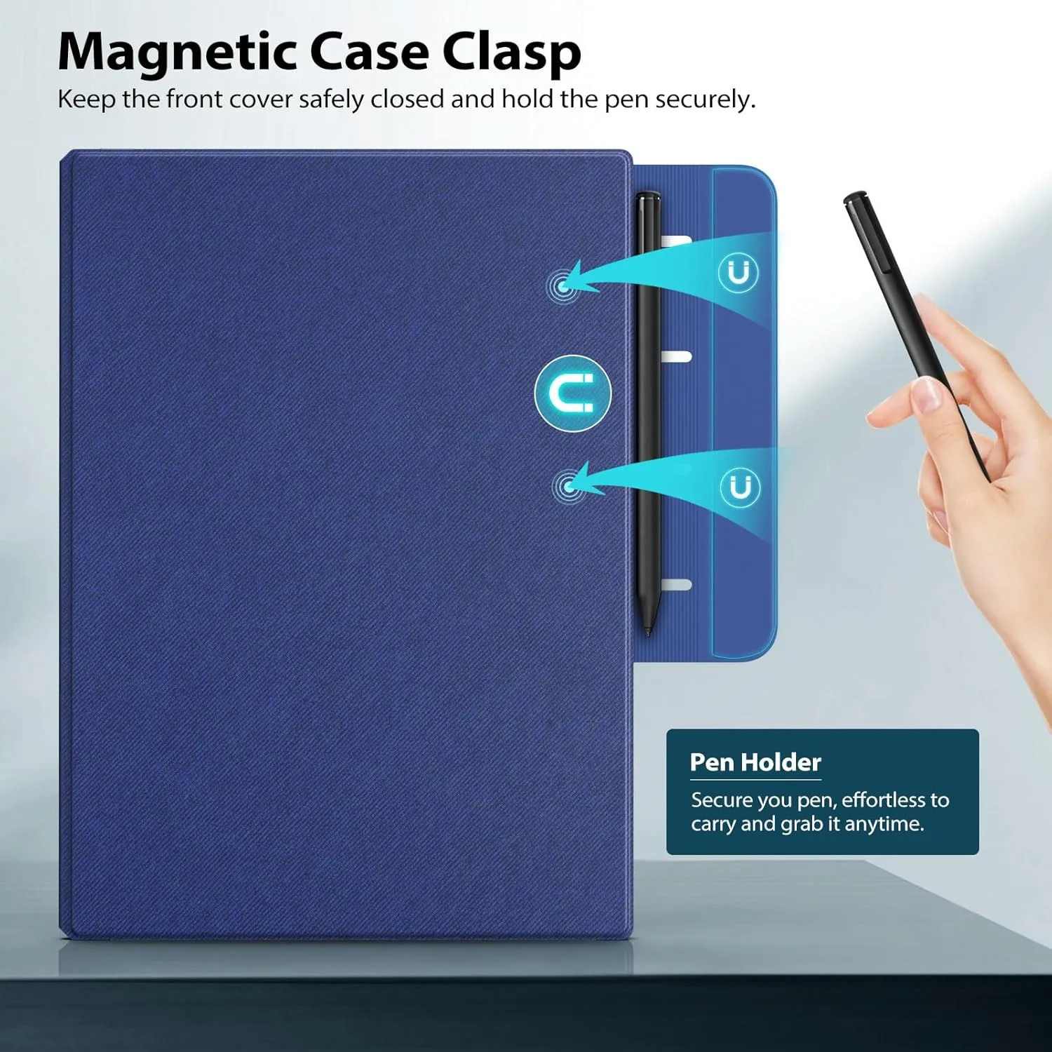 TiMOVO Magnetic Case for Remarkable Paper Pro 11.8 Inch 2024, Lightweight Book Folio Cover with Buckle Pen Clasp for Remarkable Paper Pro Color Tablet, Support Auto Wake/Sleep, Blue