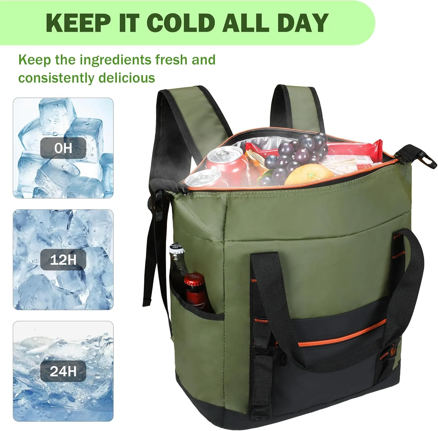Tirrinia Cooler Backpack Bag Insulated, 36 Cans Soft Leakproof Camping Cooler for Hiking, Traveling, Picnic, Beach, BBQ