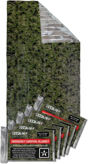 TITAN Survival - Mylar Survival Blankets 5 Pack - 90% Heat Retention & Waterproof Design - Emergency Blanket Cold Weather Protection & Survival Kits - Durable Space Blanket for Outdoor Use