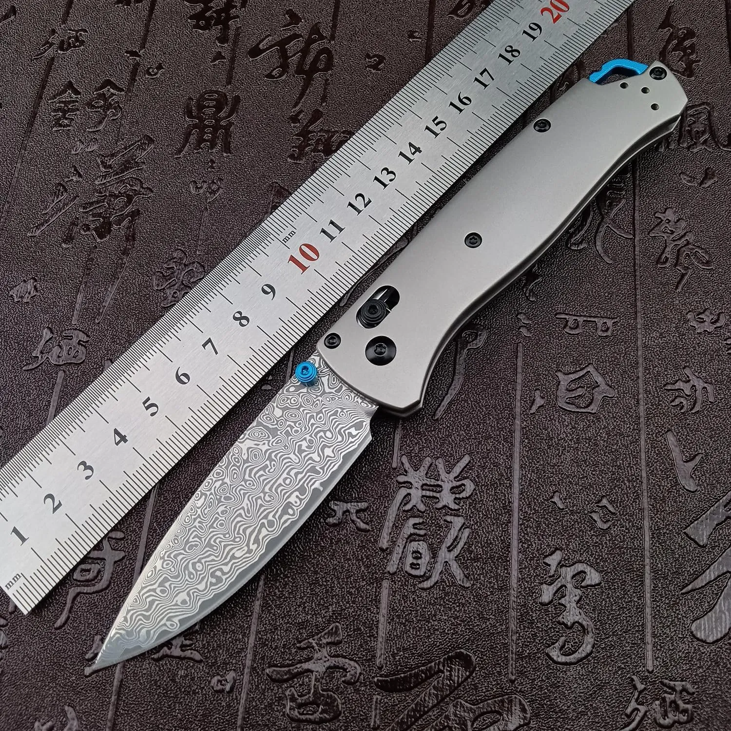 Titanium Folding Pocket Knife, Axis Lock Knife, 3.15-inch Damascus Steel Blade and Titanium Alloy Handle, with Pocket Clip,for Outdoor and Camping