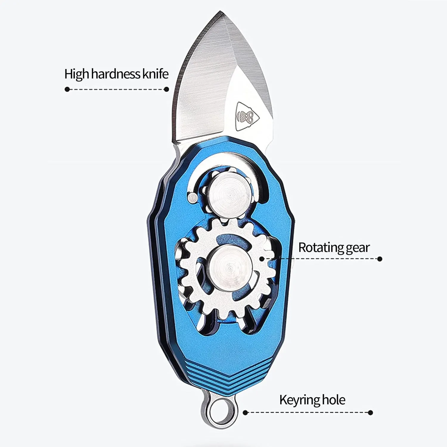 Titanium Pocket Knife Beetles Gears Knife Folding Knife EDC Tools with Bottle Opener (Stainless Steeel Grey)