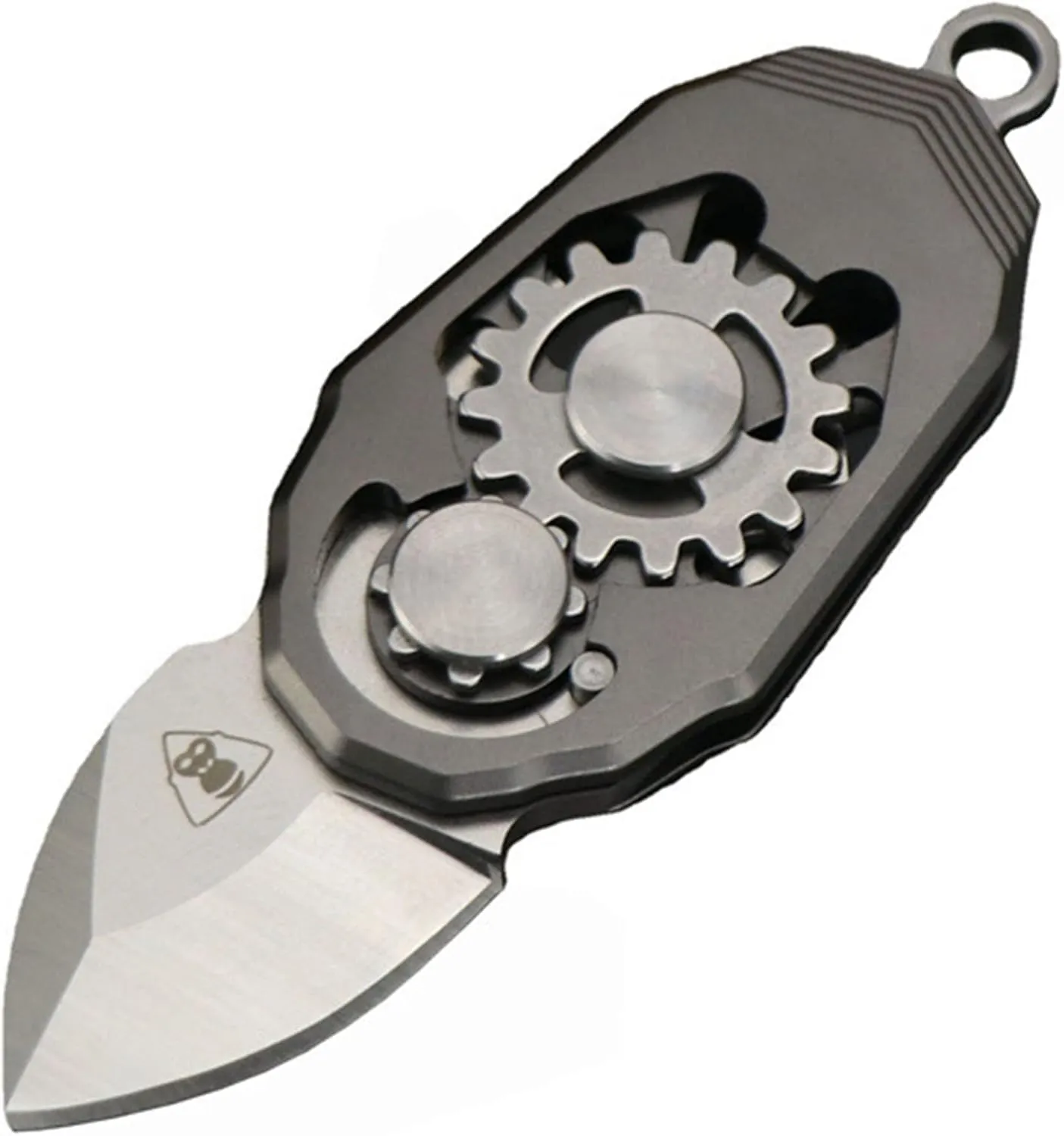 Titanium Pocket Knife Beetles Gears Knife Folding Knife EDC Tools with Bottle Opener (Stainless Steeel Grey)