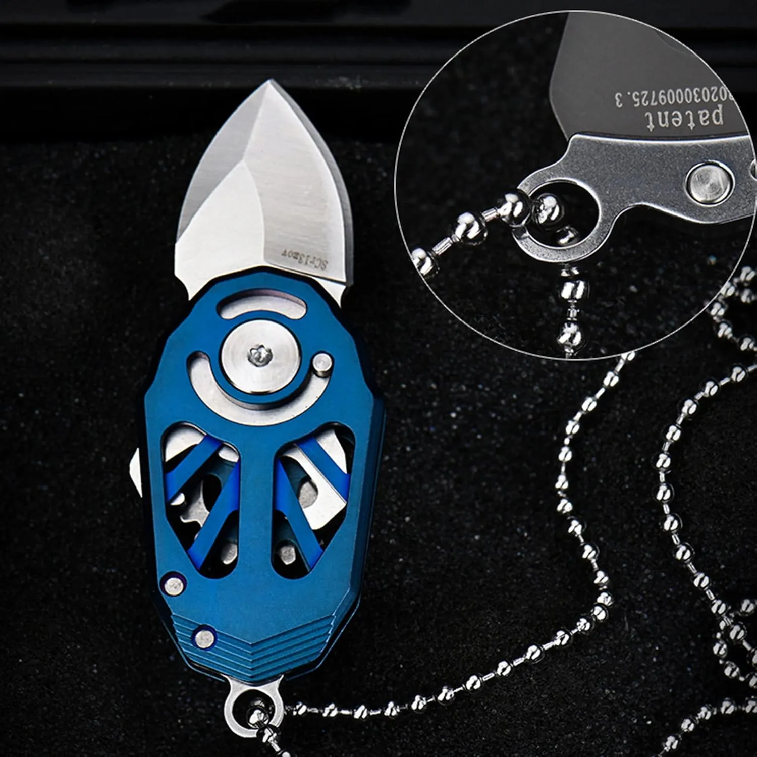 Titanium Pocket Knife Beetles Gears Knife Folding Knife EDC Tools with Bottle Opener (Stainless Steeel Grey)