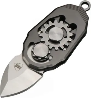 Titanium Pocket Knife Beetles Gears Knife Folding Knife EDC Tools with Bottle Opener (Stainless Steeel Grey)