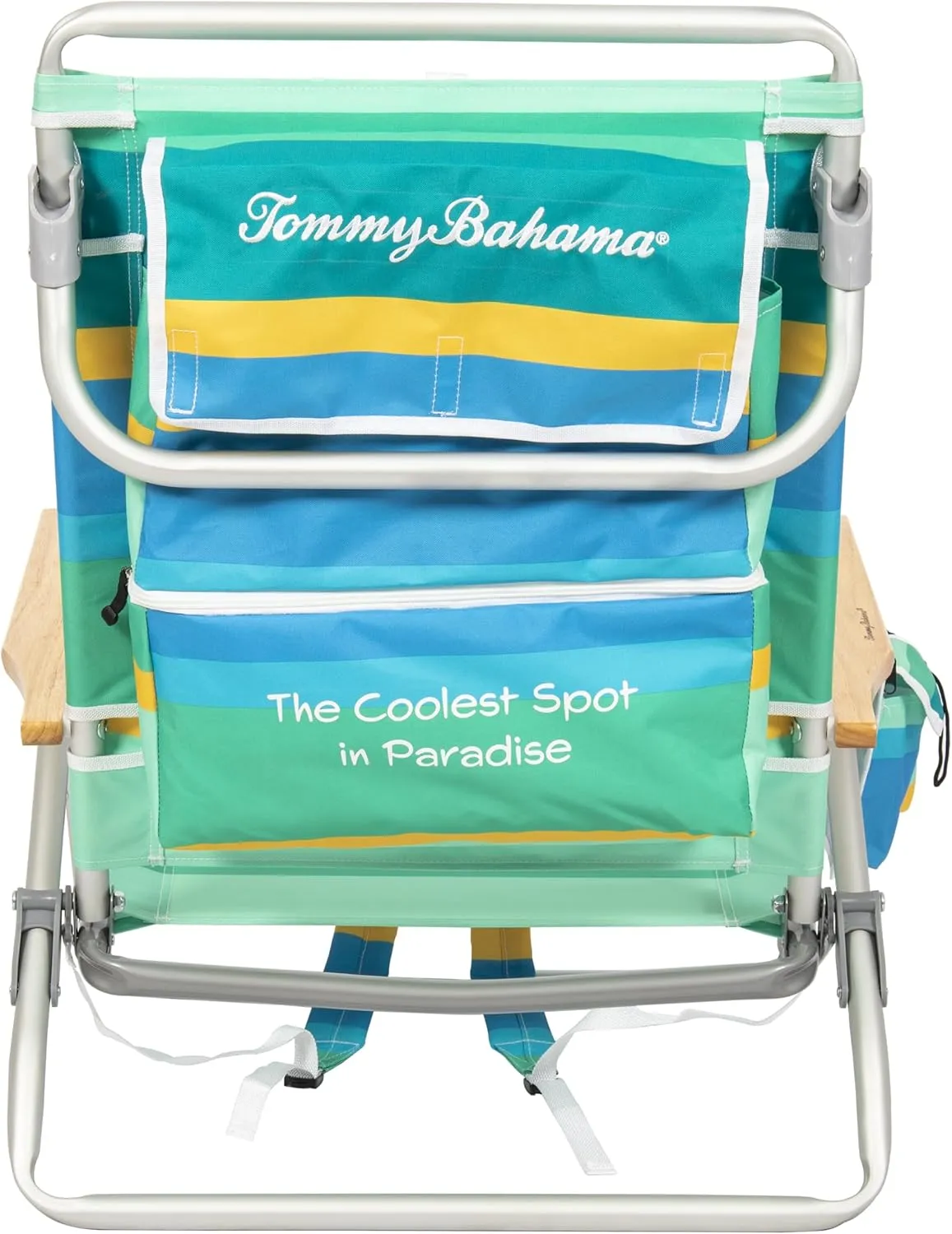 Tommy Bahama 5-Position Classic Lay Flat Backpack Beach Chair with Cooler and Cup Holder, Portable Folding Beach Chair for Tanning, Pineapple Stripe