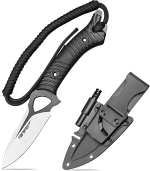 TONIFE Explorer Fixed Blade Knife with Sheath 8Cr14moV Multifunctional Survival Knife Blade with Fiberglass Reinforced Nylon Handle for Outdoor EDC Knife