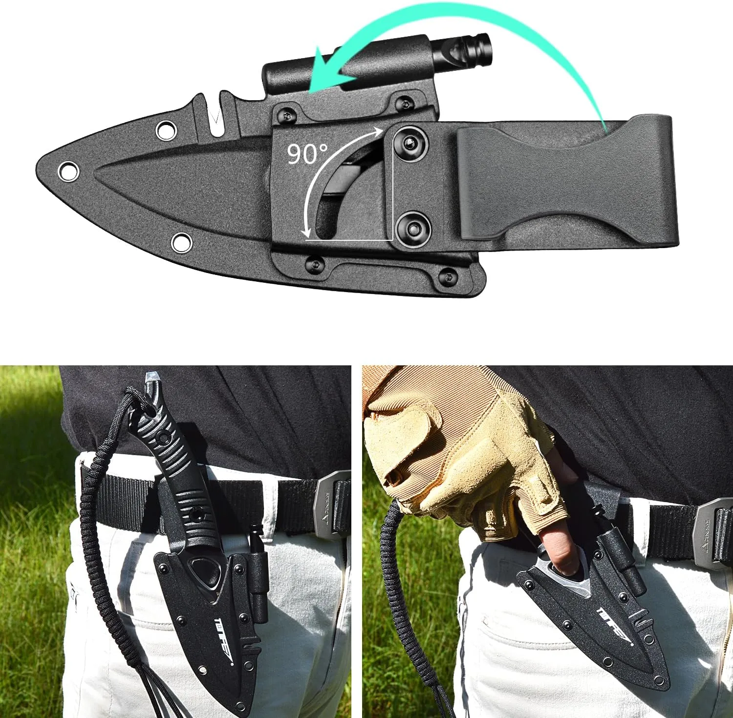 TONIFE Explorer Fixed Blade Knife with Sheath 8Cr14moV Multifunctional Survival Knife Blade with Fiberglass Reinforced Nylon Handle for Outdoor EDC Knife