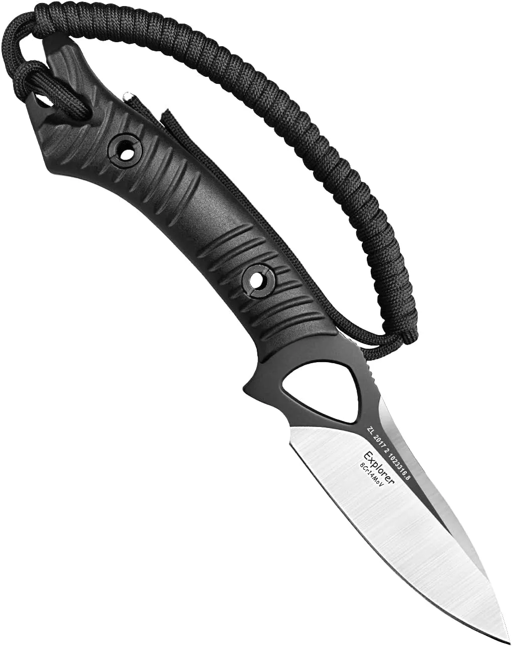 TONIFE Explorer Fixed Blade Knife with Sheath 8Cr14moV Multifunctional Survival Knife Blade with Fiberglass Reinforced Nylon Handle for Outdoor EDC Knife