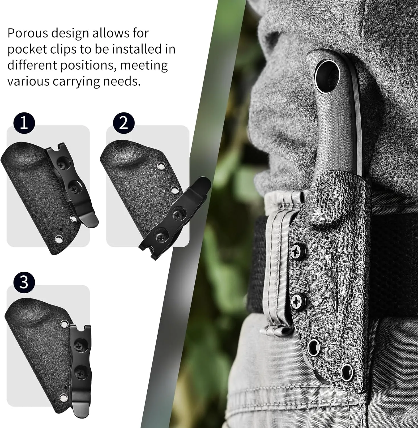 TONIFE Fixed Blade Knife 4.8cm, Mini Neck Knife with Kydex Sheath and Cord, EDC Portable Fixed Knife for Outdoor Survival