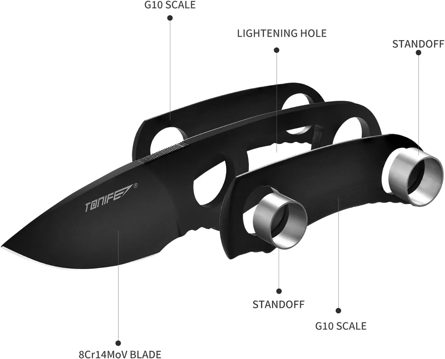 TONIFE Fixed Blade Knife 4.8cm, Mini Neck Knife with Kydex Sheath and Cord, EDC Portable Fixed Knife for Outdoor Survival