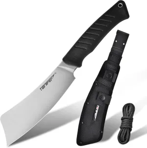 TONIFE Hercules Full Tang Knife Fixed Blade Knife with Sheath and Paracord, Bushcraft with 8Cr14MoV Chopping Blade for Outdoor Camping Survival
