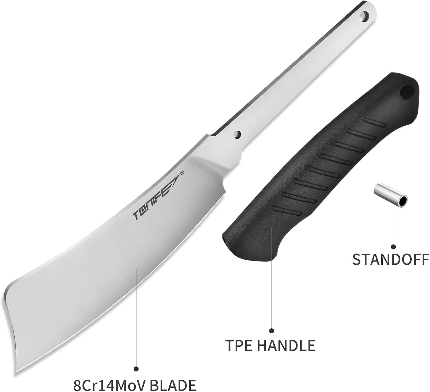 TONIFE Hercules Full Tang Knife Fixed Blade Knife with Sheath and Paracord, Bushcraft with 8Cr14MoV Chopping Blade for Outdoor Camping Survival