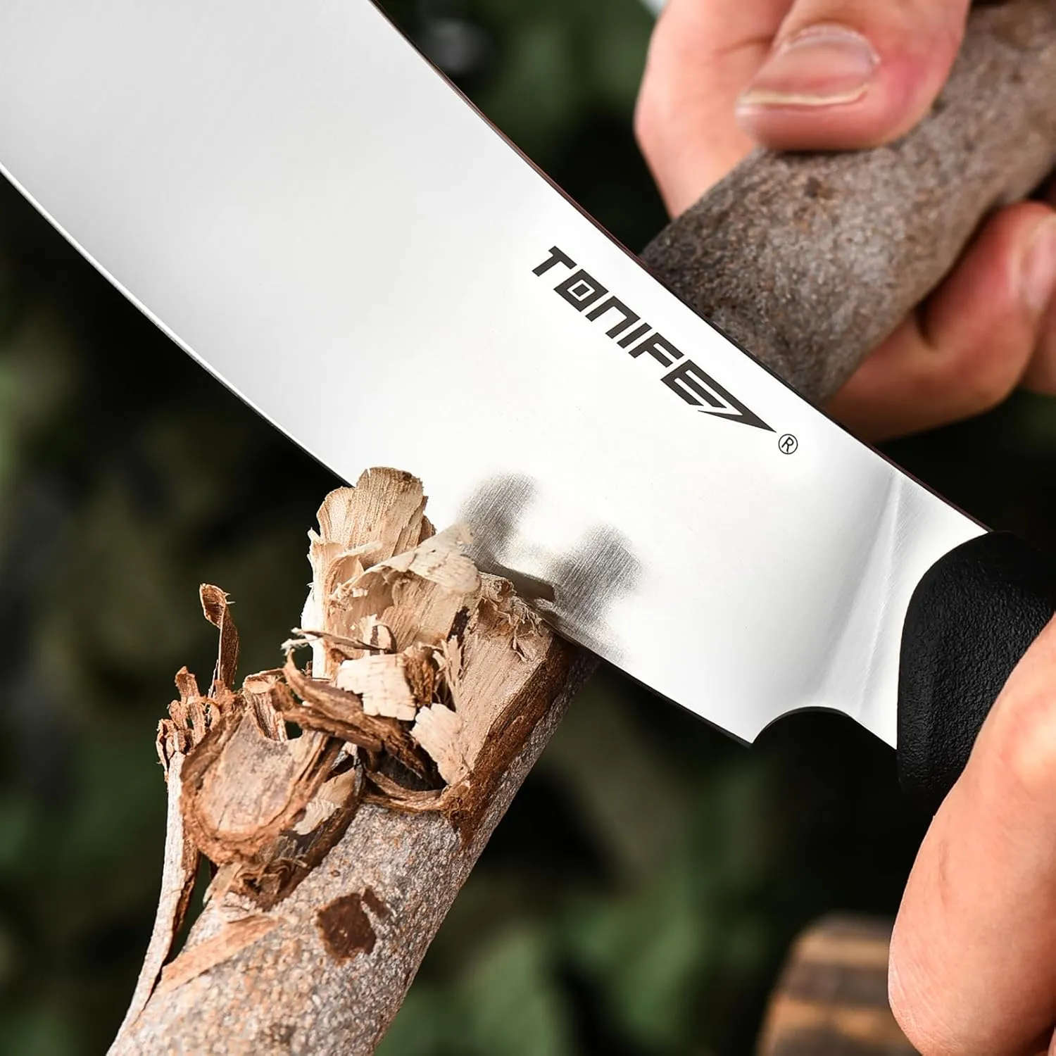 TONIFE Hercules Full Tang Knife Fixed Blade Knife with Sheath and Paracord, Bushcraft with 8Cr14MoV Chopping Blade for Outdoor Camping Survival