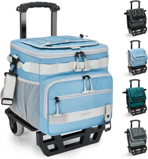TOURIT Collapsible 48-Can Leak-Proof Insulated Rolling Cooler with All-Terrain Cart, Upgraded Fixtures and New Wheels Suitable for Beach, Picnic, Shopping