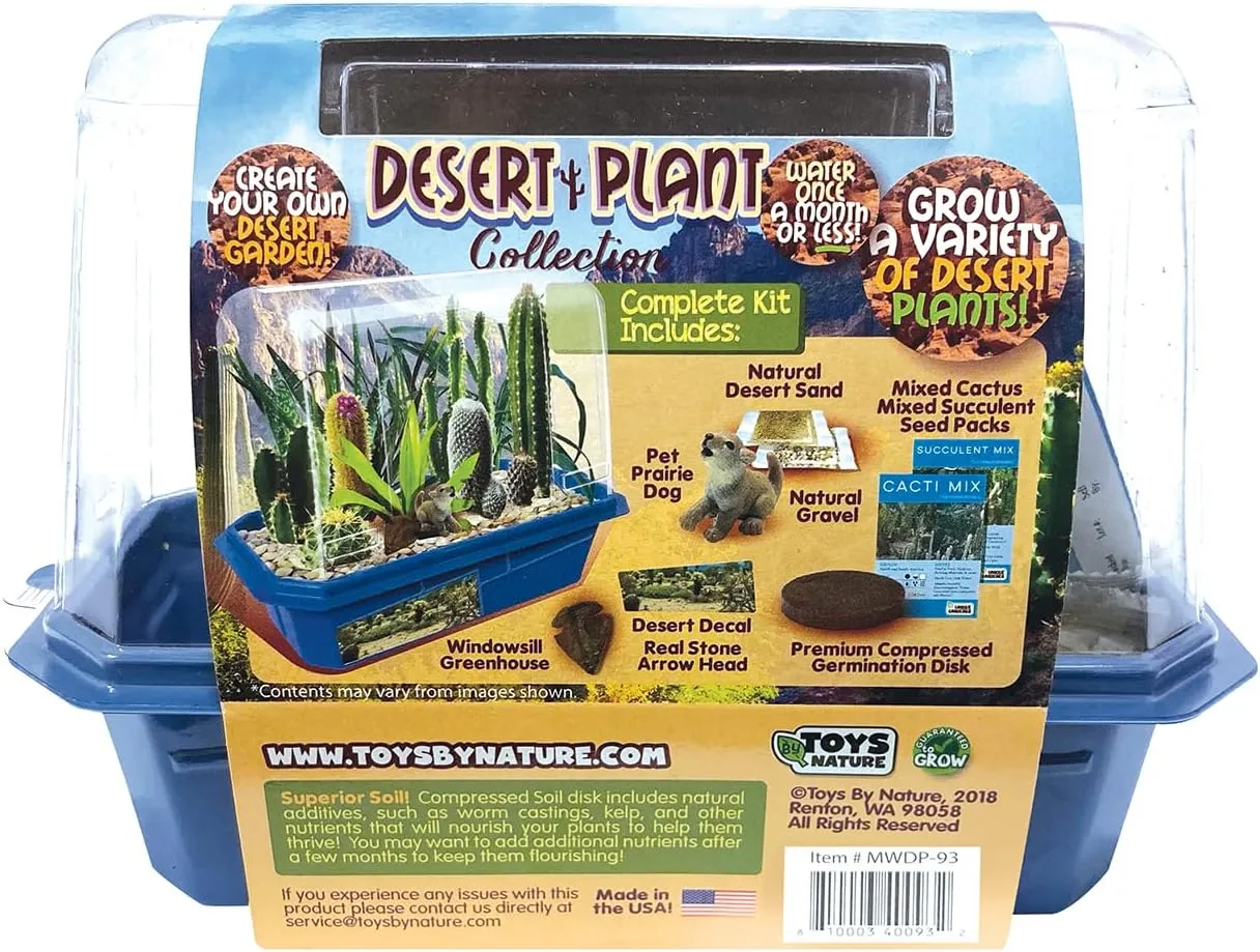 Toys By Nature Miniature Worlds Desert Oasis Succulent Garden Kit - Fast Growth Rate, Minimal Watering, Complete Set! (Desert Plant Collection)