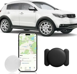 Tracker Device for Vehicles,Mini Hidden Car Tracker with Magnetic Case,No Monthly Fee Real Time Car GPS Tracker Works with Apple Find My (iOS Only) (Black,1PCS)