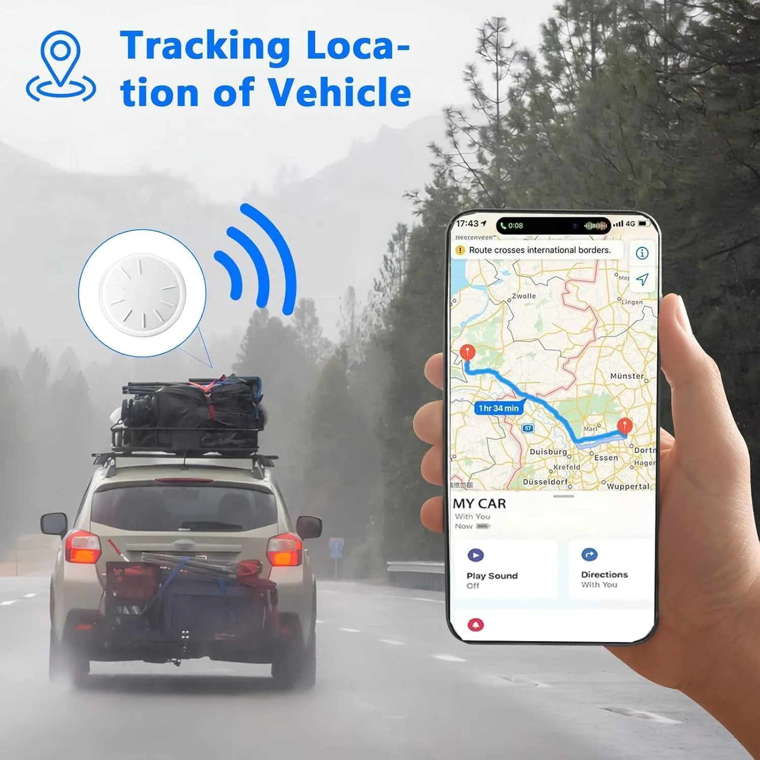 Tracker Device for Vehicles,Mini Hidden Car Tracker with Magnetic Case,No Monthly Fee Real Time GPS Car Tracker Works with Apple Find My (iOS Only) (White,2PCS)
