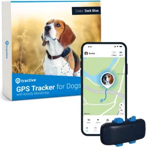 Tractive GPS Dog Tracker | Real-time Pet Location Tracker | Health & Wellness Alerts | Virtual Fence for Dogs | Dog Collar Attachment (Dark Blue)