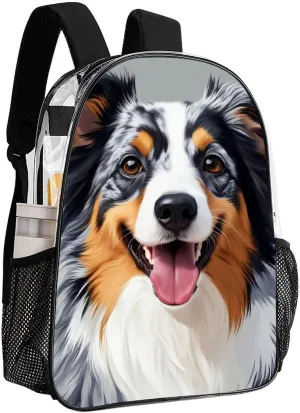 Transparent Daypack Backpack for Climbing Outdoors Running - Big Capacity Multipurpose Anti-Theft Bookbag, Animal Australian Shepherd Travel Hiking & Camping Rucksack