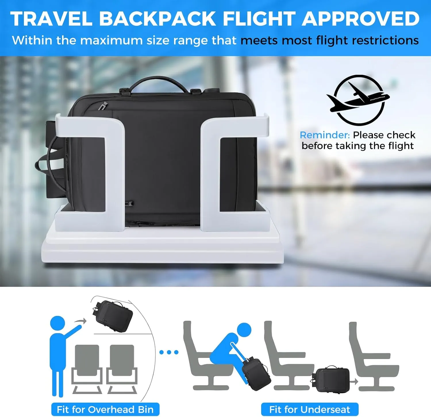 Travel Backpack for Men Women, Carry on Backpack, TSA 17.3 inch Laptop Backpack Flight Approved, Waterproof Personal Item Travel Bag, Business Work Weekender Bag Daypack Luggage - Black