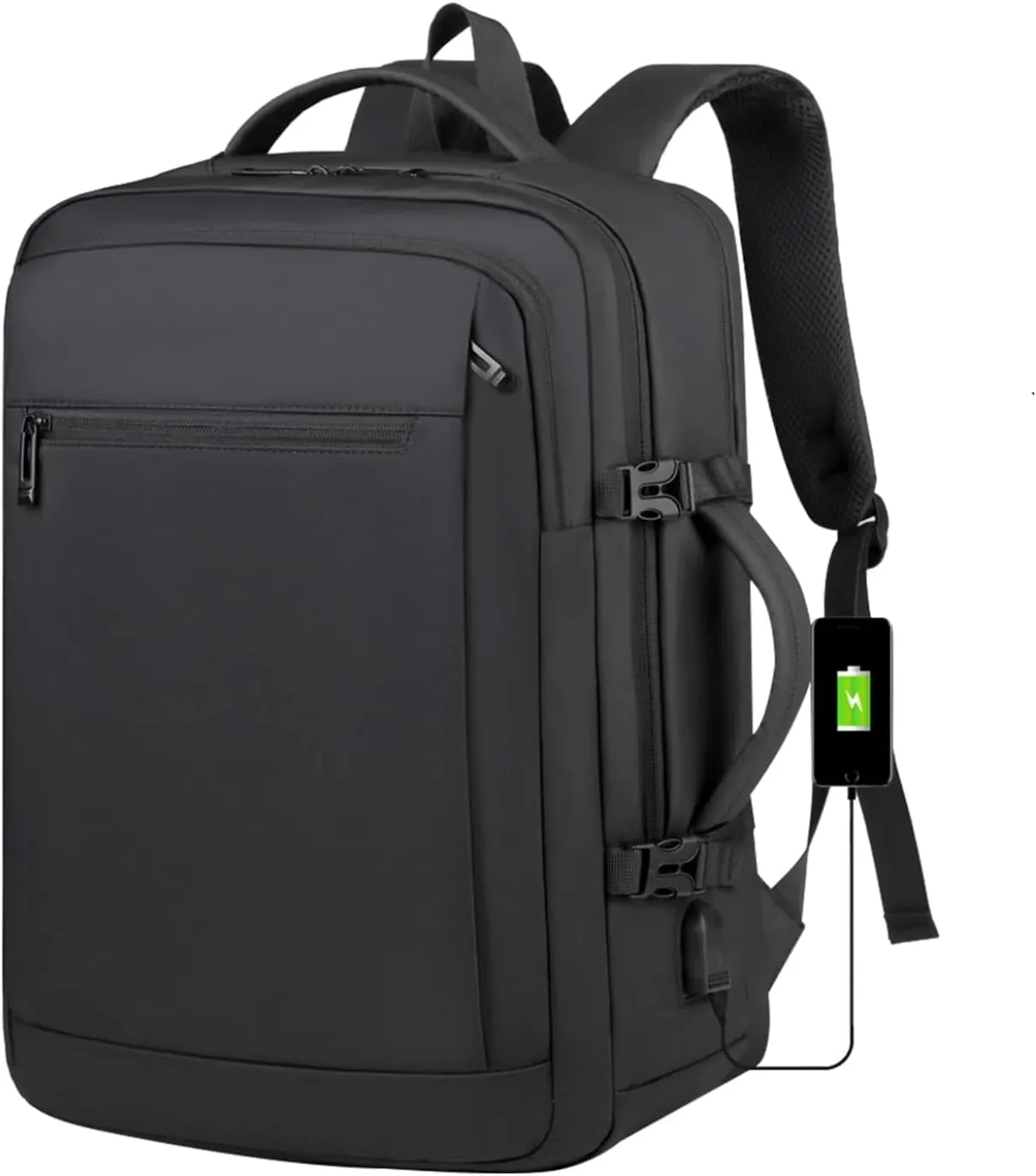 Travel Backpack for Men Women, Carry on Backpack, TSA 17.3 inch Laptop Backpack Flight Approved, Waterproof Personal Item Travel Bag, Business Work Weekender Bag Daypack Luggage - Black