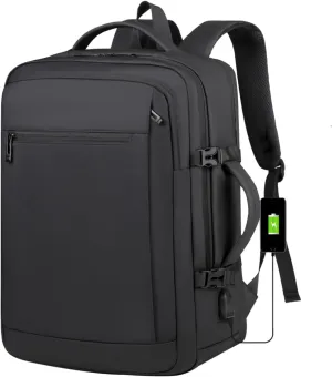 Travel Backpack for Men Women, Carry on Backpack, TSA 17.3 inch Laptop Backpack Flight Approved, Waterproof Personal Item Travel Bag, Business Work Weekender Bag Daypack Luggage - Black