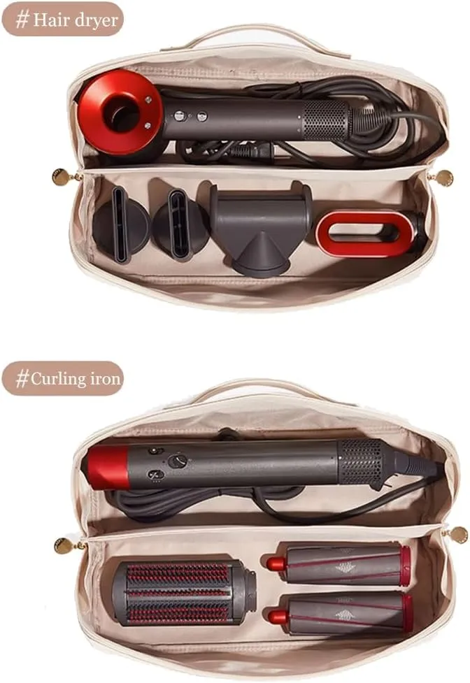 Travel Case Compatible with Dyson Airwrap Styler, Portable Supersonic Hair Dryer Travel Storage Bag, Waterproof Carrying Case Organizer for Shark Flexstyle and Attachments (White)