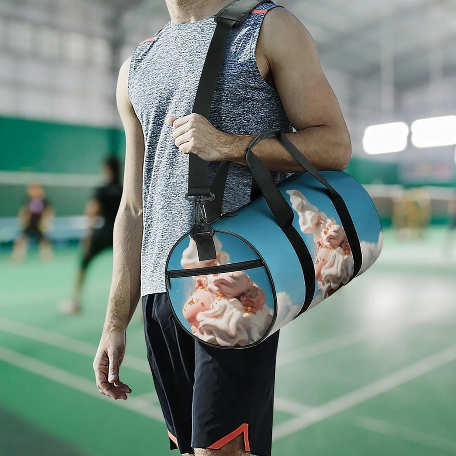 Travel Duffel Bag for Men And Women,Cloudy Ice Cream Waterproof Sports Fitness Bag Portable Travel Duffel Bag