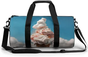 Travel Duffel Bag for Men And Women,Cloudy Ice Cream Waterproof Sports Fitness Bag Portable Travel Duffel Bag