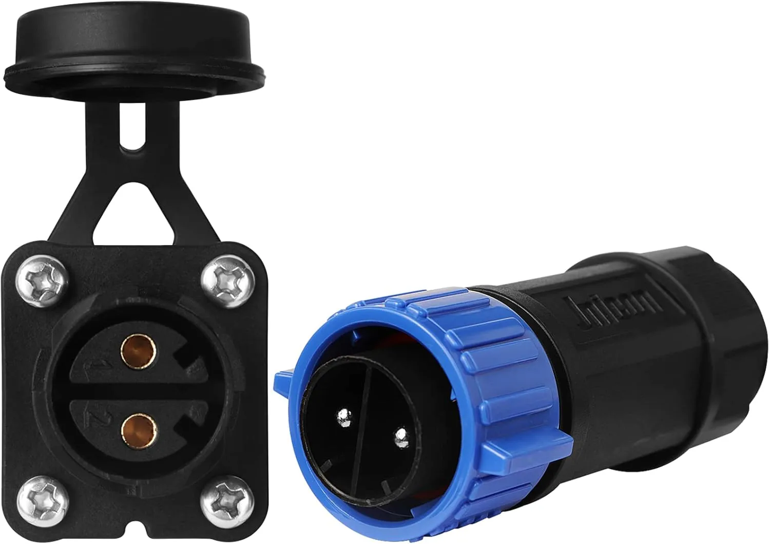Trolling Motor Plug Receptacle Set, 12V/24V/ 36V/48V Plug for Trolling Motor/Down Rigger/Fishing Reel,Waterproof Marine Boat DC Power Connector