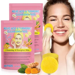 Turmeric Cleansing Pads, 120PCS Turmeric Cleansing Pads for Dark Spots, Turmeric Face Scrub Pads for Face Cleansing and Exfoliation, Helps Balance Skin Oil and Water