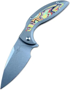TWO SUN Folding Hunting Knife 14C28N Stonewash Blade Titanium Handle TS465, Stonewashed Blade,Frame Lock (GRAY)