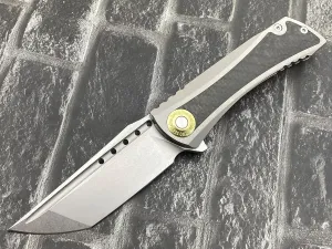TwoSun TS486-14C28N-CF-SW Folding Knife 14C28N Blade Titanium/Carbon Fiber Handle Pocket Knife