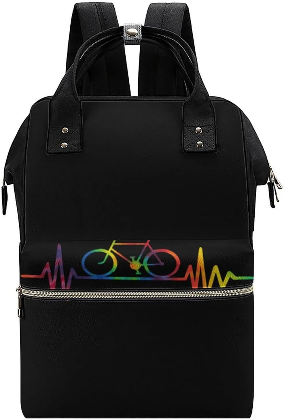 Tye Die Heartbeat Bike Large Travel Bag Backpack Waterproof Bags for Women Back Pack with Bottle Pocket