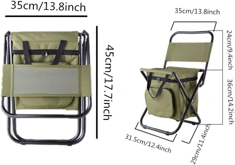 Ultralight Backpack Cooler Backrest Stool, Portable Folding Chair with Cooler Bag and Shoulder Straps for Fishing, Camping, Hiking, Supports 250 lbs