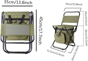 Ultralight Backpack Cooler Backrest Stool, Portable Folding Chair with Cooler Bag and Shoulder Straps for Fishing, Camping, Hiking, Supports 250 lbs