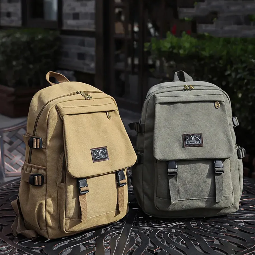 Unisex Khaki Canvas Backpack | Waterproof & Tough Outdoor Travel Rucksack