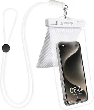 Universal Waterproof Phone Pouch [Double Space] IPX8 Dry Bag with Lanyard for iPhone 16 15 14 13 12 Pro Max XS XR X Galaxy S25 S24 S23 Ultra, Fit All Phones Up to 8'', White