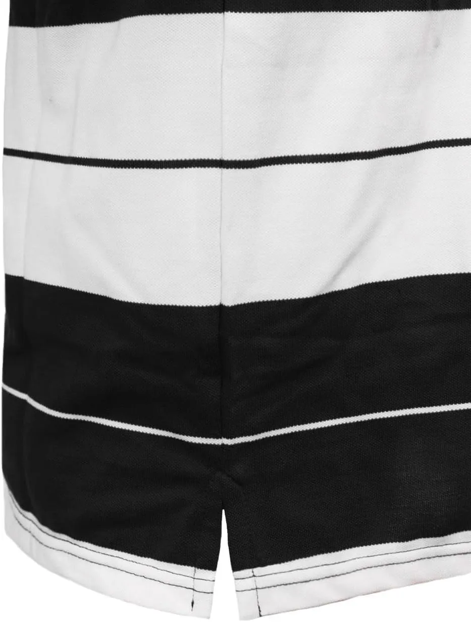 URBANJ Men's Striped Polo Shirt Short Sleeve Regular Fit Pique Polo
