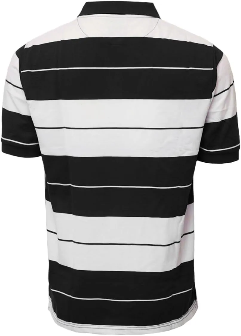 URBANJ Men's Striped Polo Shirt Short Sleeve Regular Fit Pique Polo