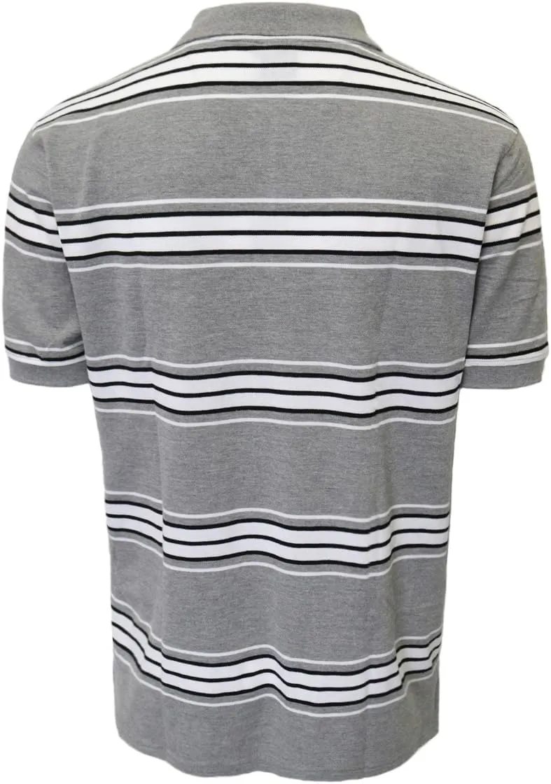 URBANJ Men's Striped Polo Shirt Short Sleeve Regular Fit Pique Polo