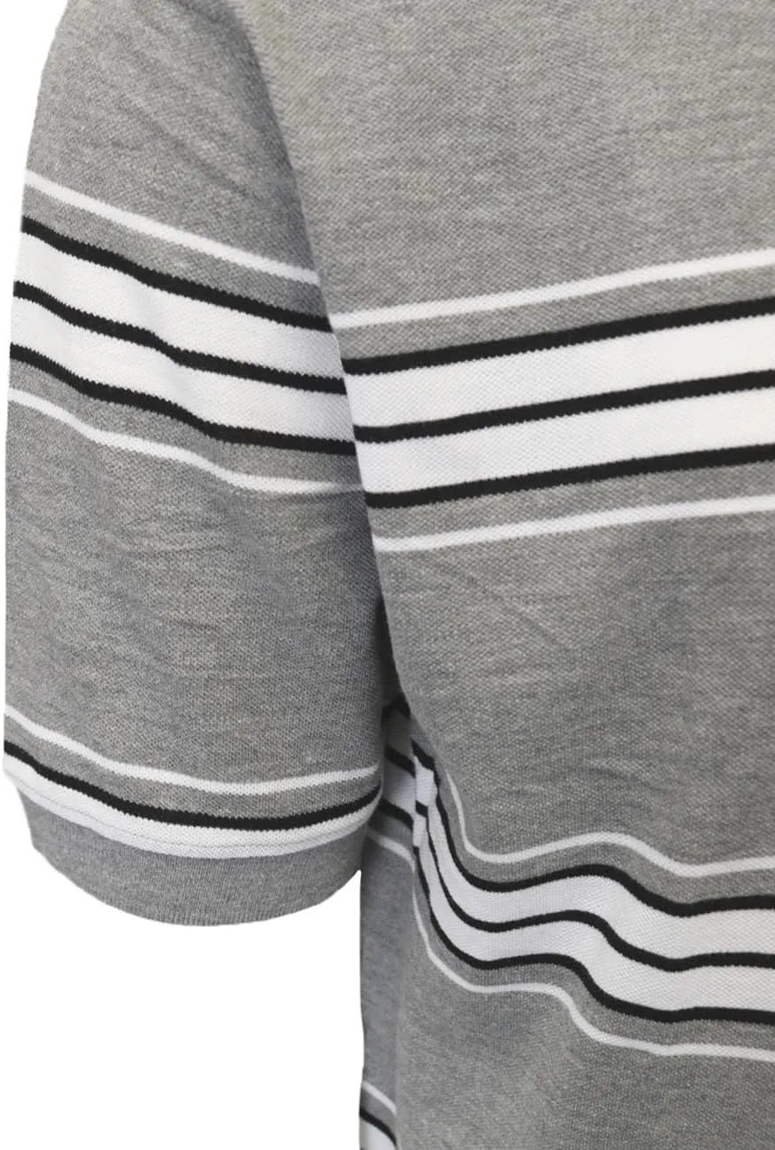 URBANJ Men's Striped Polo Shirt Short Sleeve Regular Fit Pique Polo