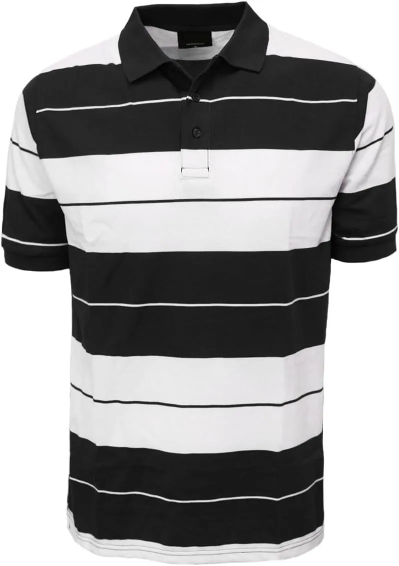 URBANJ Men's Striped Polo Shirt Short Sleeve Regular Fit Pique Polo