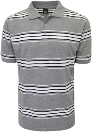 URBANJ Men's Striped Polo Shirt Short Sleeve Regular Fit Pique Polo
