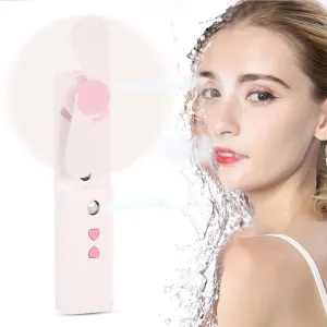 USB Nano Atomizer Sprayer with Fan, Portable Handheld Facial Steamer,Hydrating Beauty Vaporizer Machine for Students (Pink)