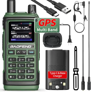 UV-17 PRO GPS Ham Radio Upgraded of UV-5R UV-17R Long Range Handheld Radio Walkie Talkies Tri Band 999 Channels NOAA USB-C Charger Two Way Radio with Rechargeable Battery,High Gain Antenna